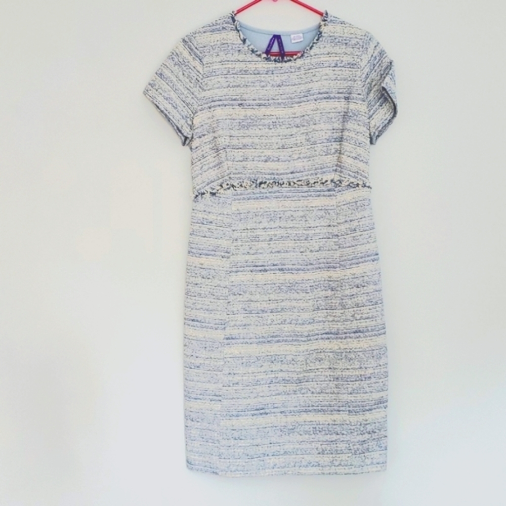 Seraphine Sky Blue Bouclé Maternity Shift Dress Size 8